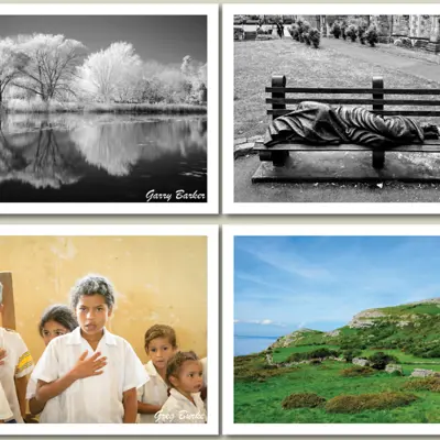 Four photographs from the B4 Art Exhibit