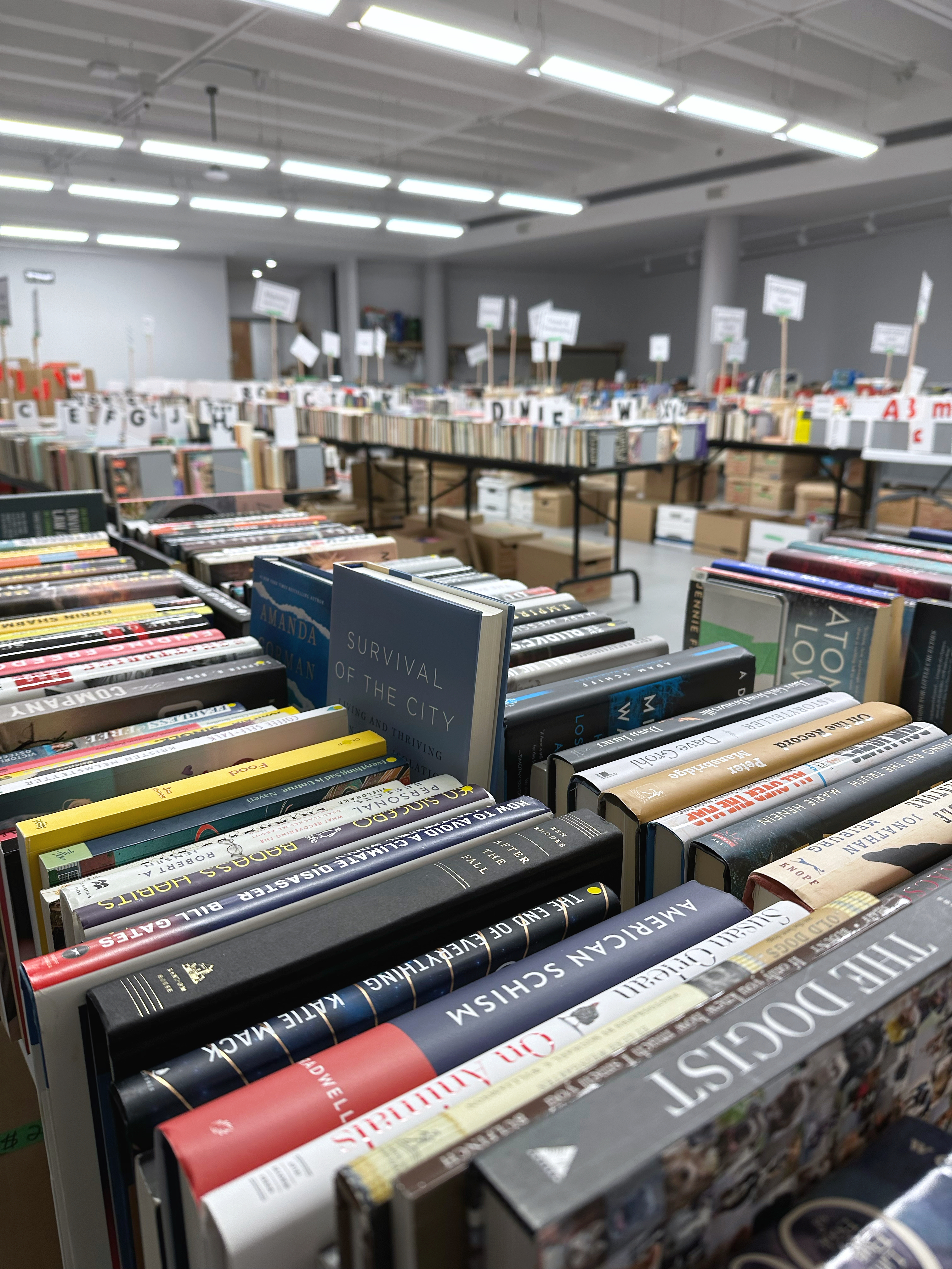 Books on tables at FOL Book Sale