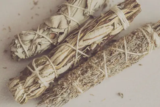 Ceremonial bundles of Mashkodewashk (Sage)
